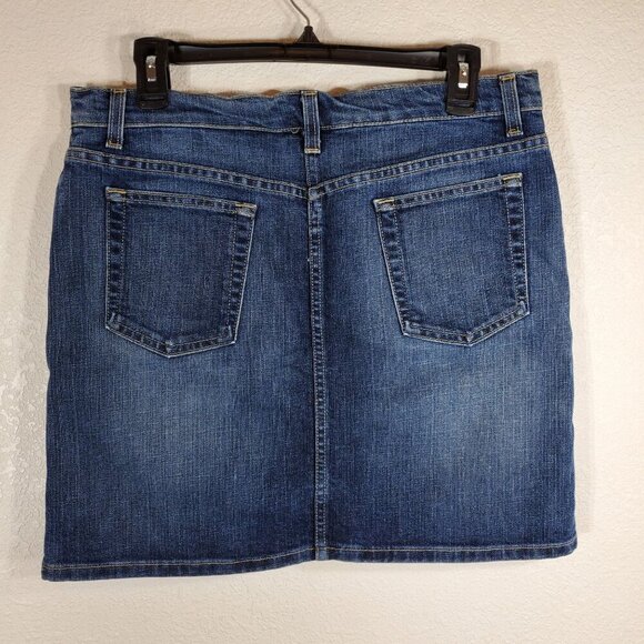 J.Crew Womens Blue Denim Mini Skirt Size 10 Cotton Made In USA 17.5" length - Picture 2 of 7